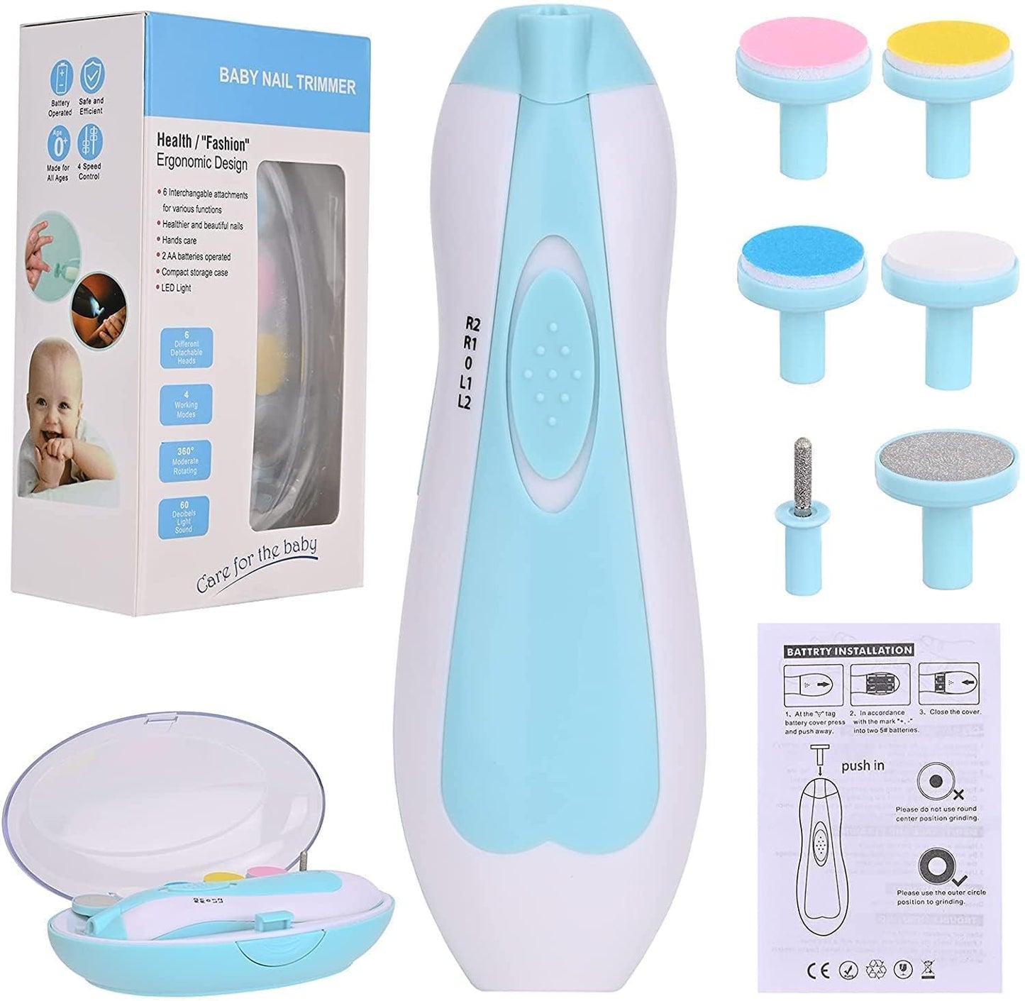 Baby Electric Nail Trimmer with 6 Safe Grinding Heads